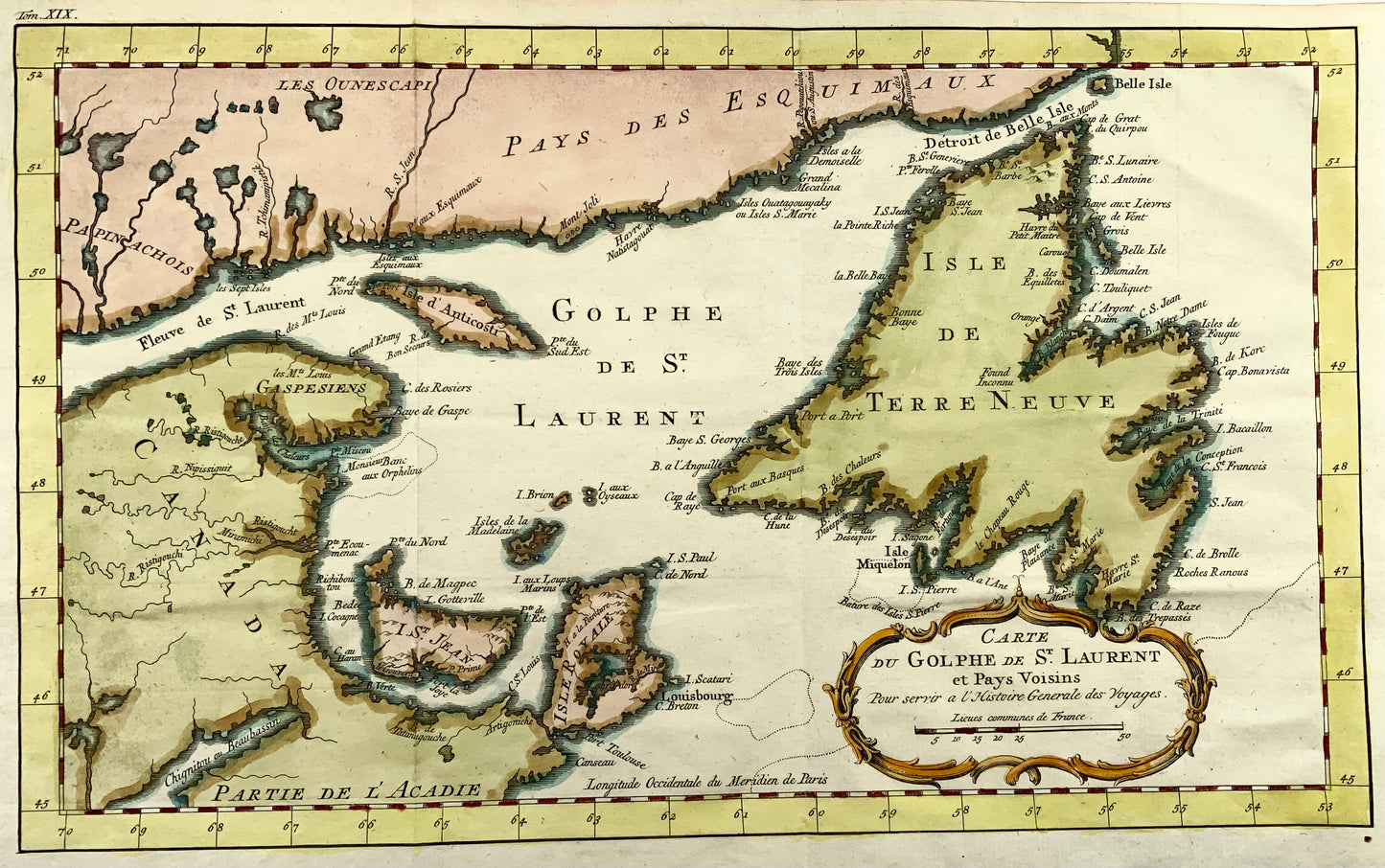 1775, Jacques Nicolas Bellin, St. Lawrence Bay, Canada, map