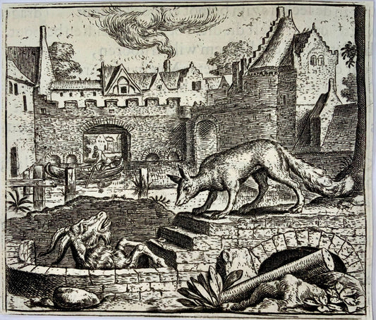 1617 Gheeraerts, Maître Gravure, Ésope : Le Renard et la Chèvre, Fable