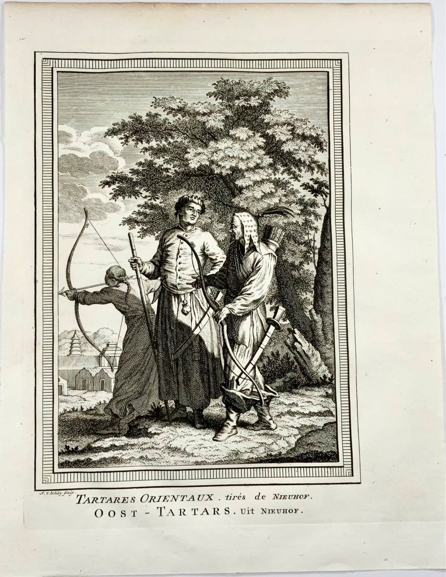 1749 J. Von Schley, Oriental Tartars taken from Nieuhof, ethnographic