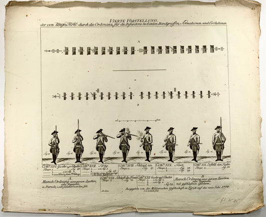 1774 Military broadside, infantry, artillery, J.R. Holzhalb, folio