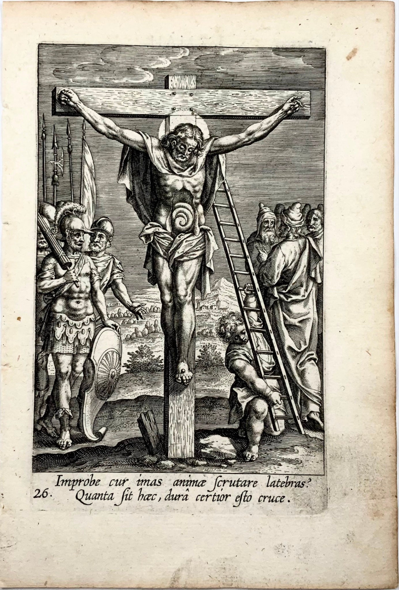 1608 Crucifixion, Apostle Philipp, Adriaen Collaert master engraving, religious