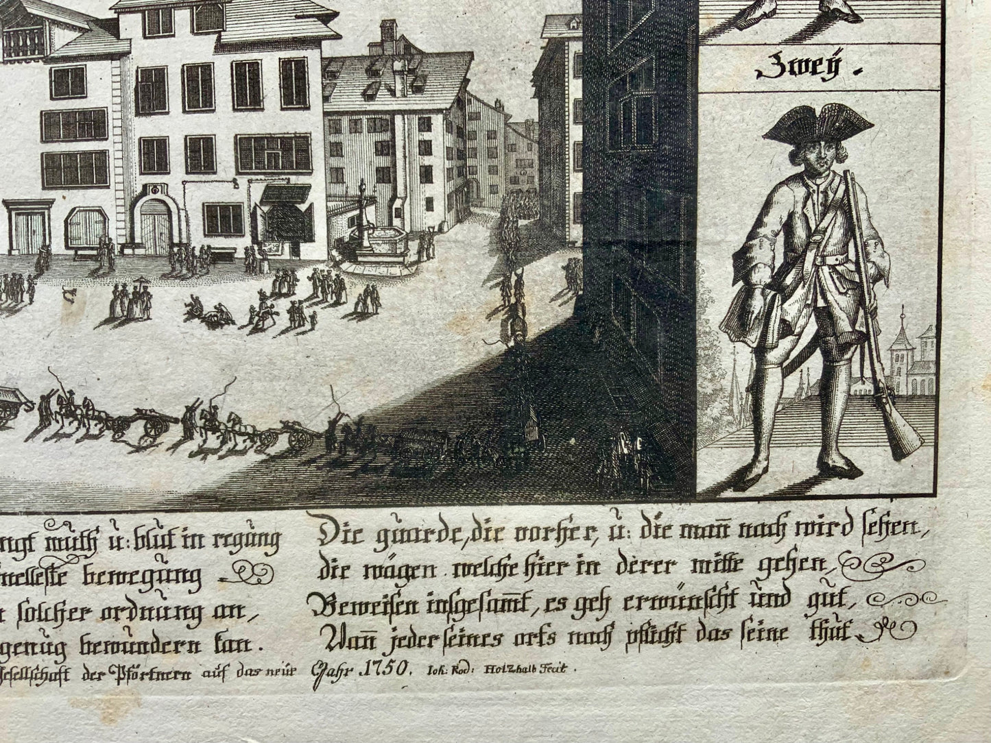 1697 Broadside, Military train, infantry, Zurich, Switzerland