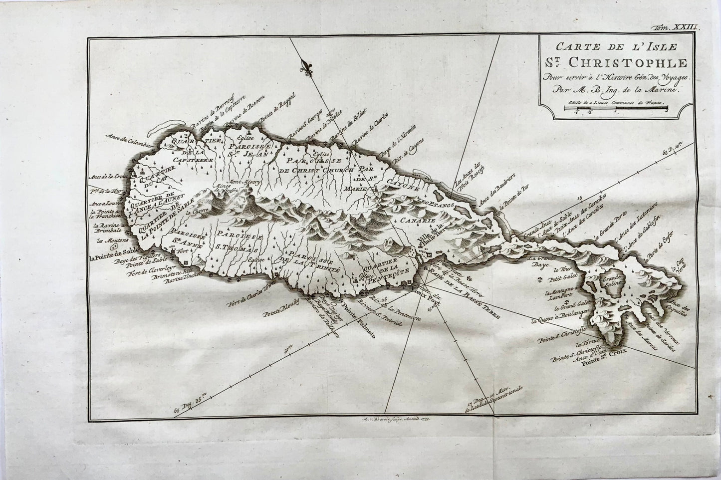 1776 A. Krevelt, Bellin, Carte de St. Cristophle, St. Kitts, map