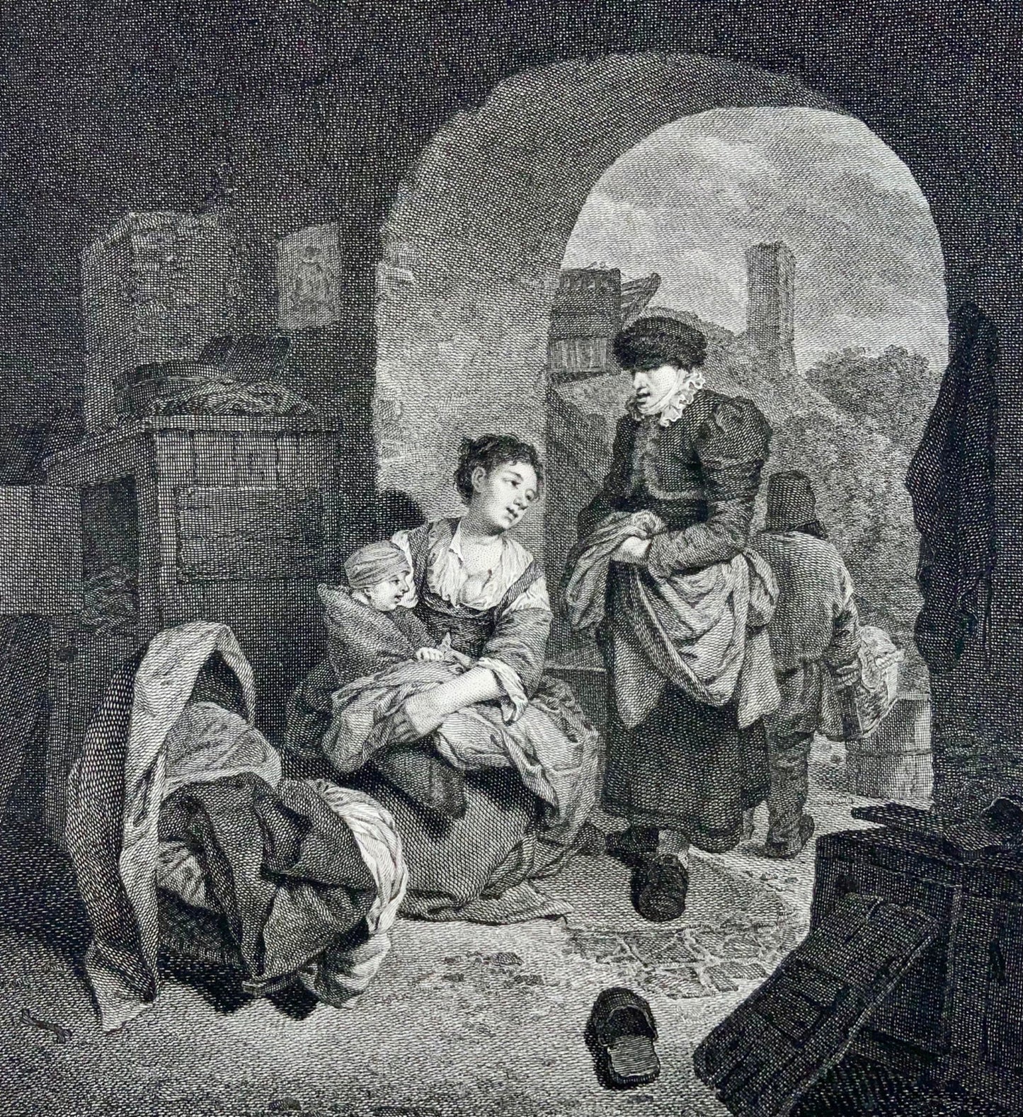 1778 Cornelis Bega, Henri Guttenberg, Domestic scene, folio engraving