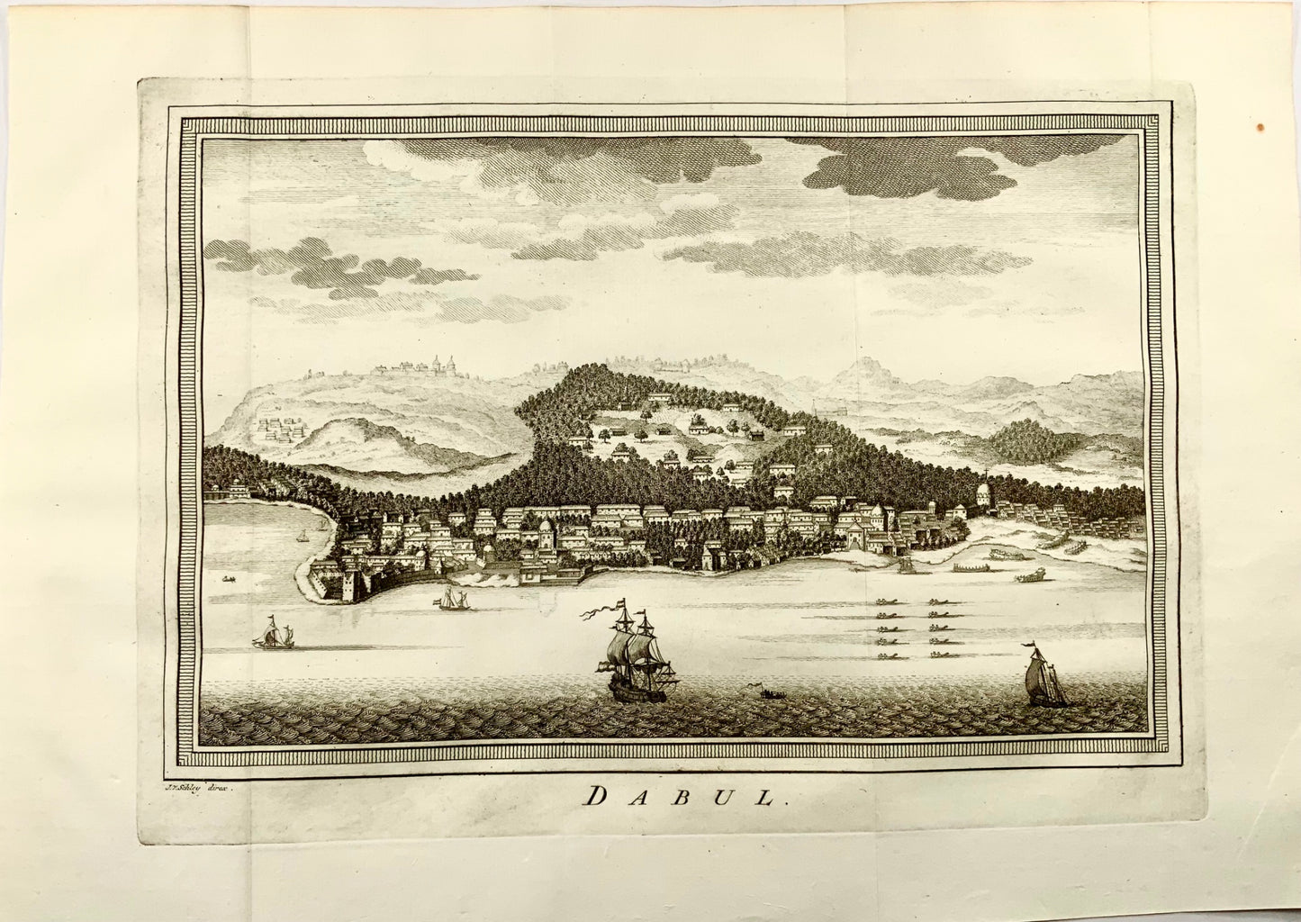 1749 Schley, India, View of Dabul from the sea (Dabhol), map