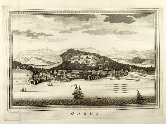 1749 Schley, India, View of Dabul from the sea (Dabhol), map