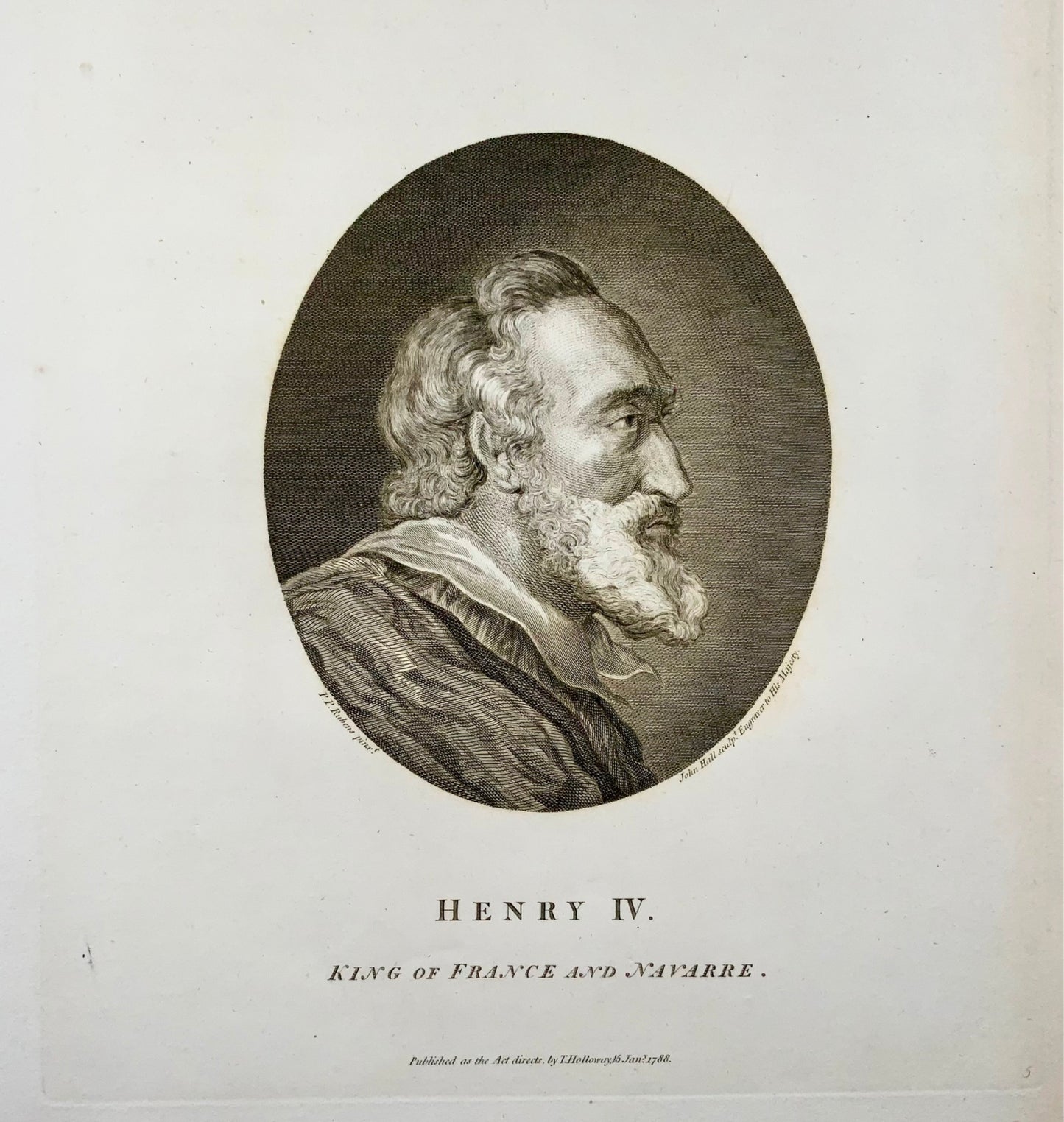 1788 Henry IV of France, after Ruben by Hall, folio copper engraving