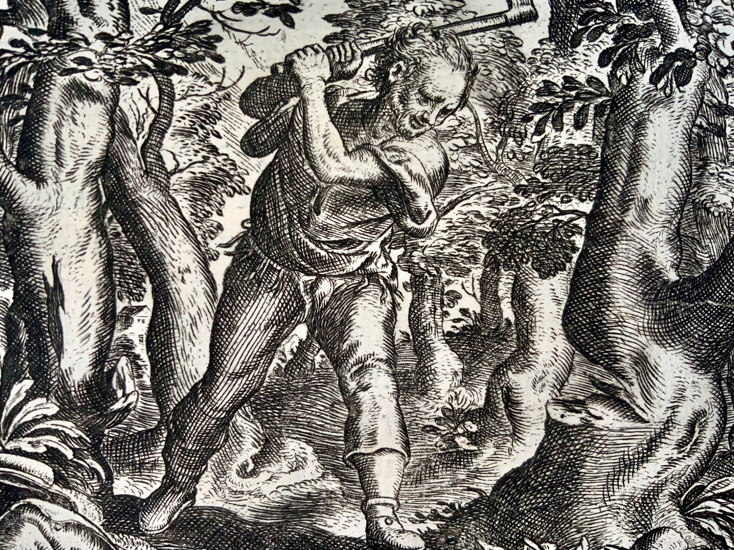 1617 Gheeraerts, Master Engraving, Aesop: The Woodcutter, fable