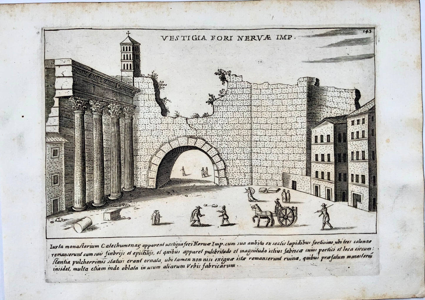 1624 Lauro, Giacomo, Vestigia of the Forum of Nerva, Rome, folio, copper engraving