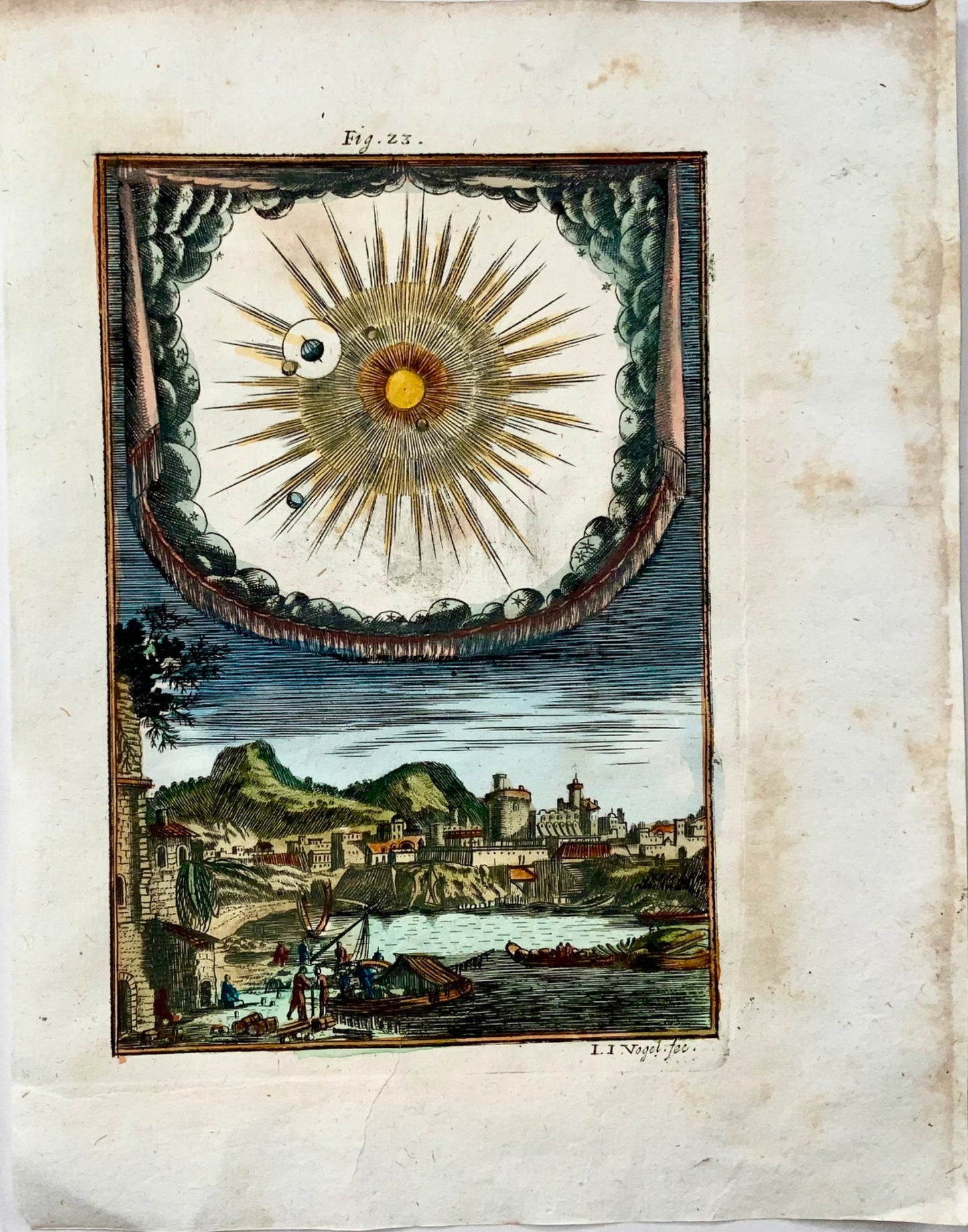 1719 Earth Orbiting the Sun, Celestial, Mallet, hand coloured, astronomy