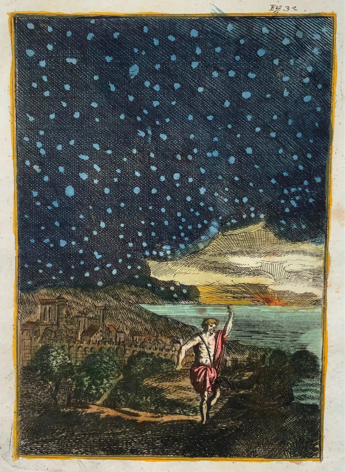 1719 The Night Sky, Stars, Mallet, hand coloured, astronomy, map