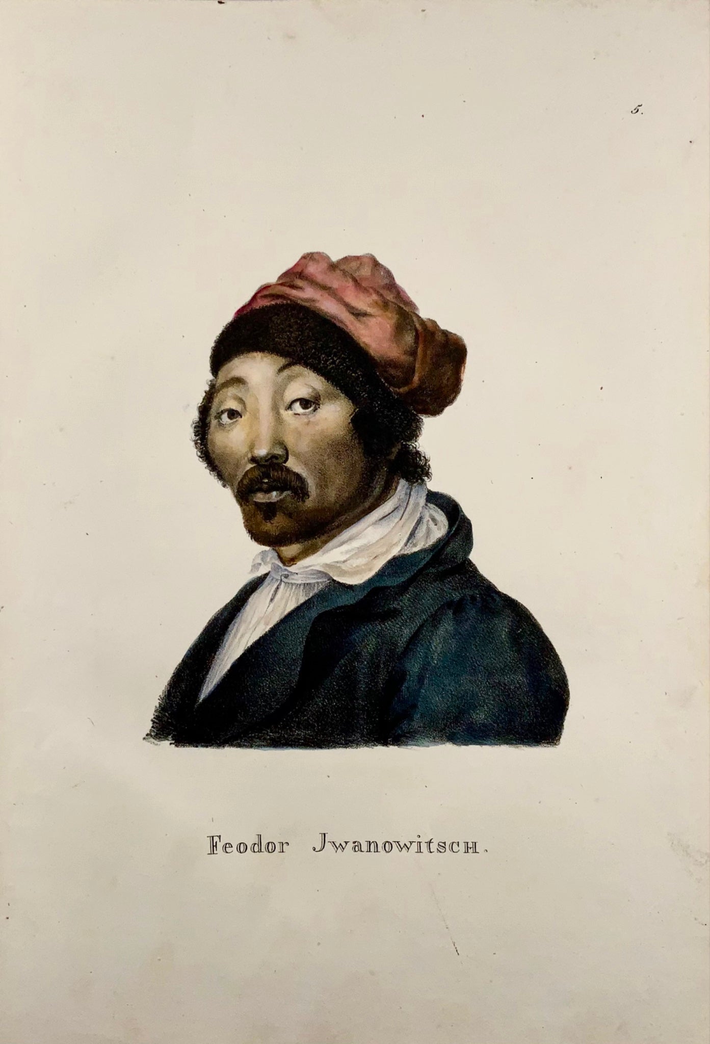 1824 Fedor Iwanowitsch (1765-1832), Kalmouk, autoportrait en lithographie sur pierre