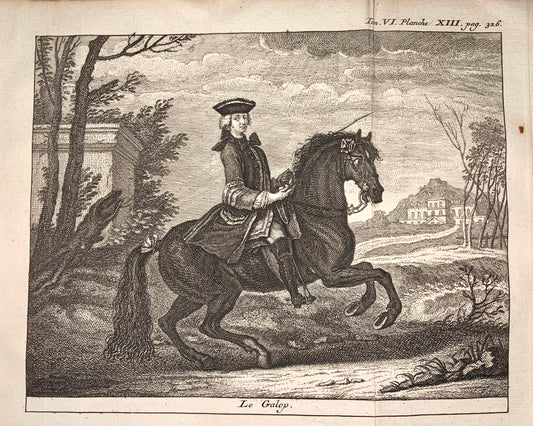 1752 J. R. Rindinger (after) - Le Galop - Cheval  EQUESTRIAN Dressage - Sport - engraving