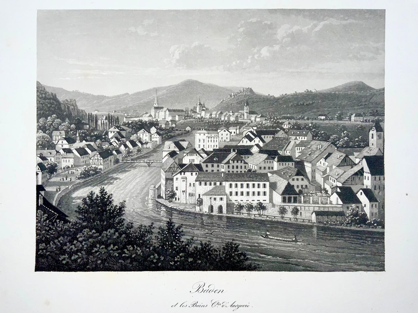 1840c Baden in Switzerland, fine aquatint by Leuthold