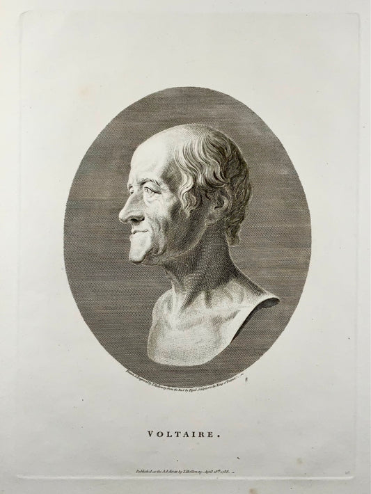 1778 VOLTAIRE fin portrait gravé in-folio de Thomas Holloway