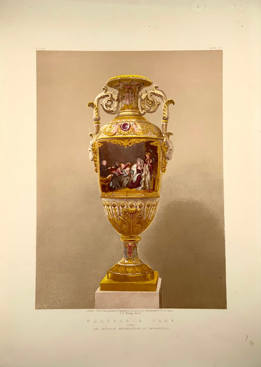 1862 Vase en porcelaine, Saint-Pétersbourg, Waring, grand folio, chromolithographie, art