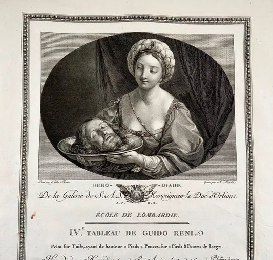 1786 Guido Redi del. Maviez, Hérodiade, Jean-Baptiste, gravure maîtresse 53cm