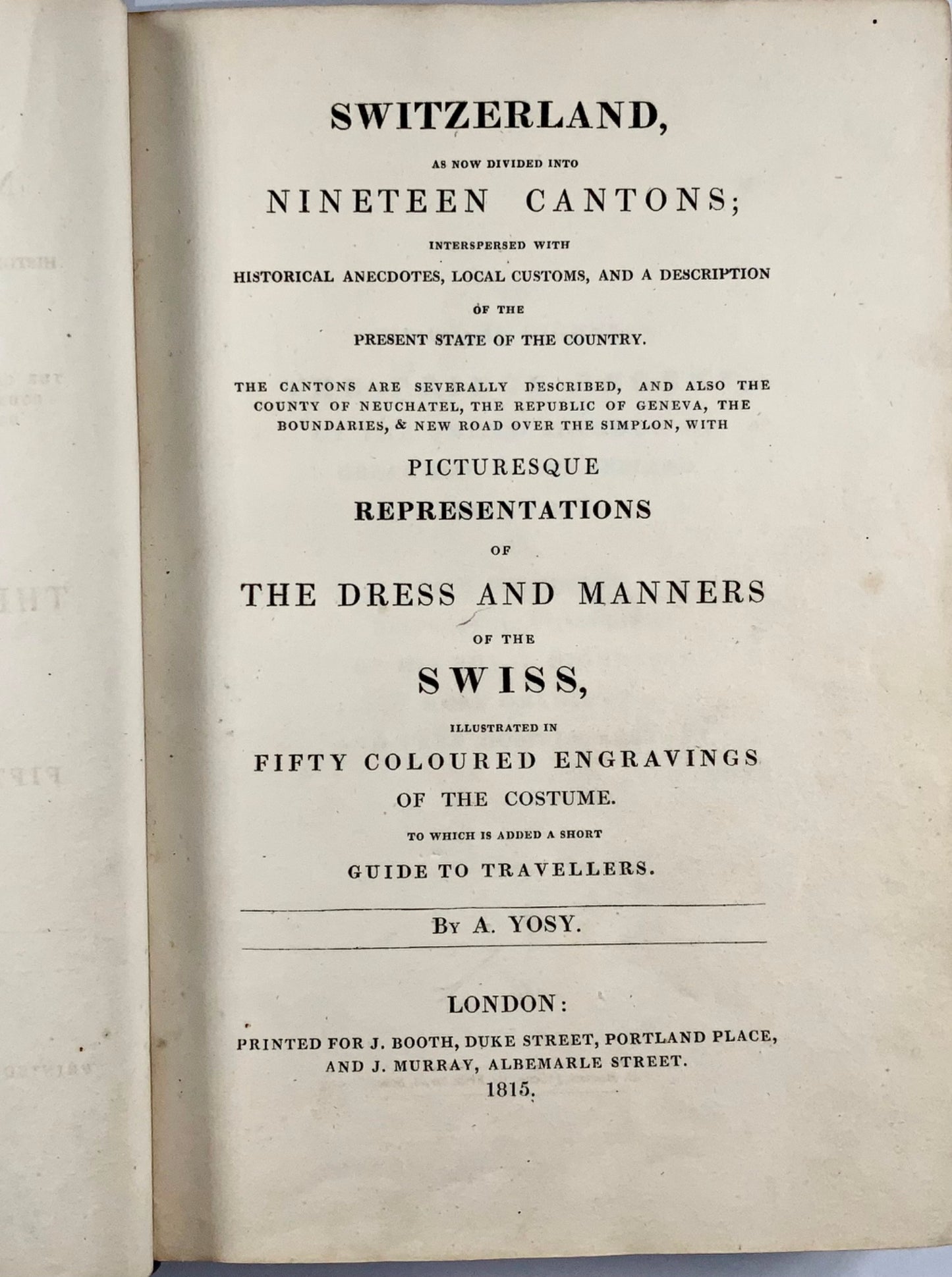 1815 Anne YOSY - Costumes et Métiers de Suisse 2 vol. 50 col. Plt. Livre
