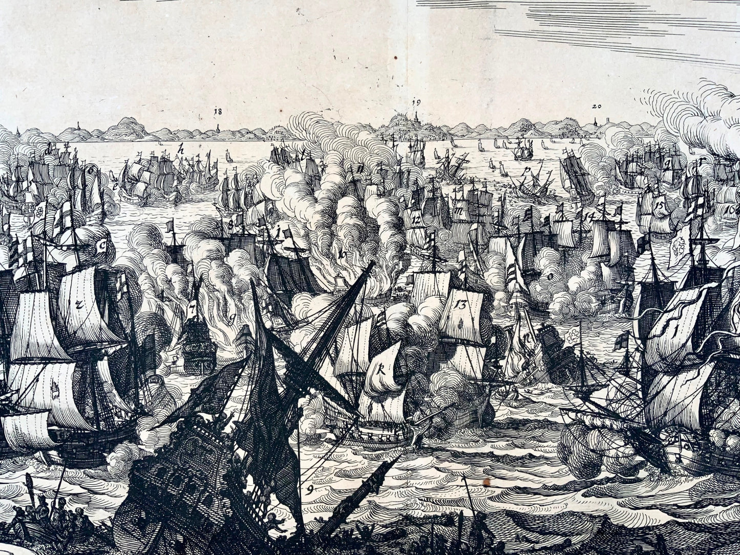 1655 Mattheus Merian, bataille navale, première guerre anglo-néerlandaise