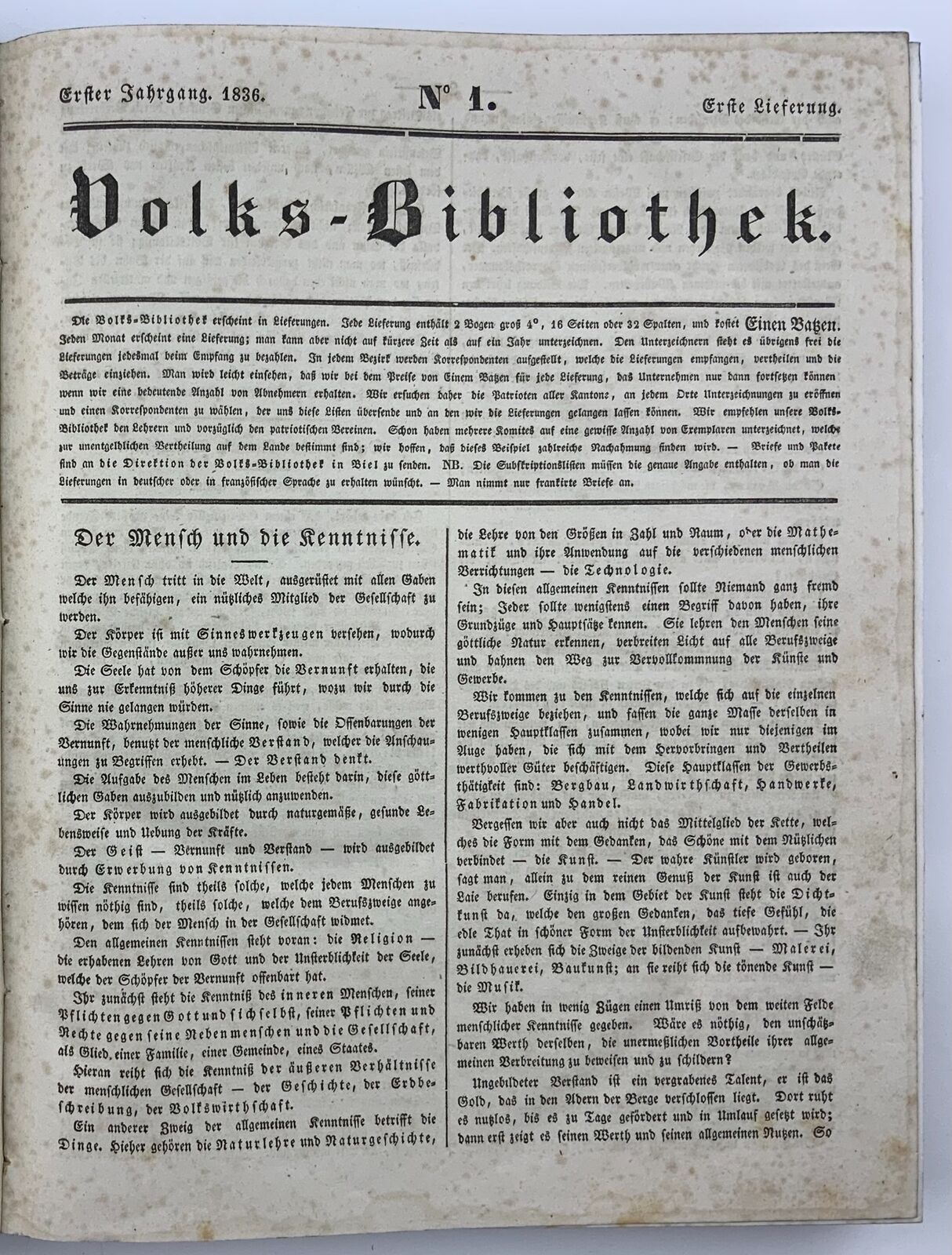 1836-44 Volks-Bibliothek, rare complete set, illustrated, Swiss magazine