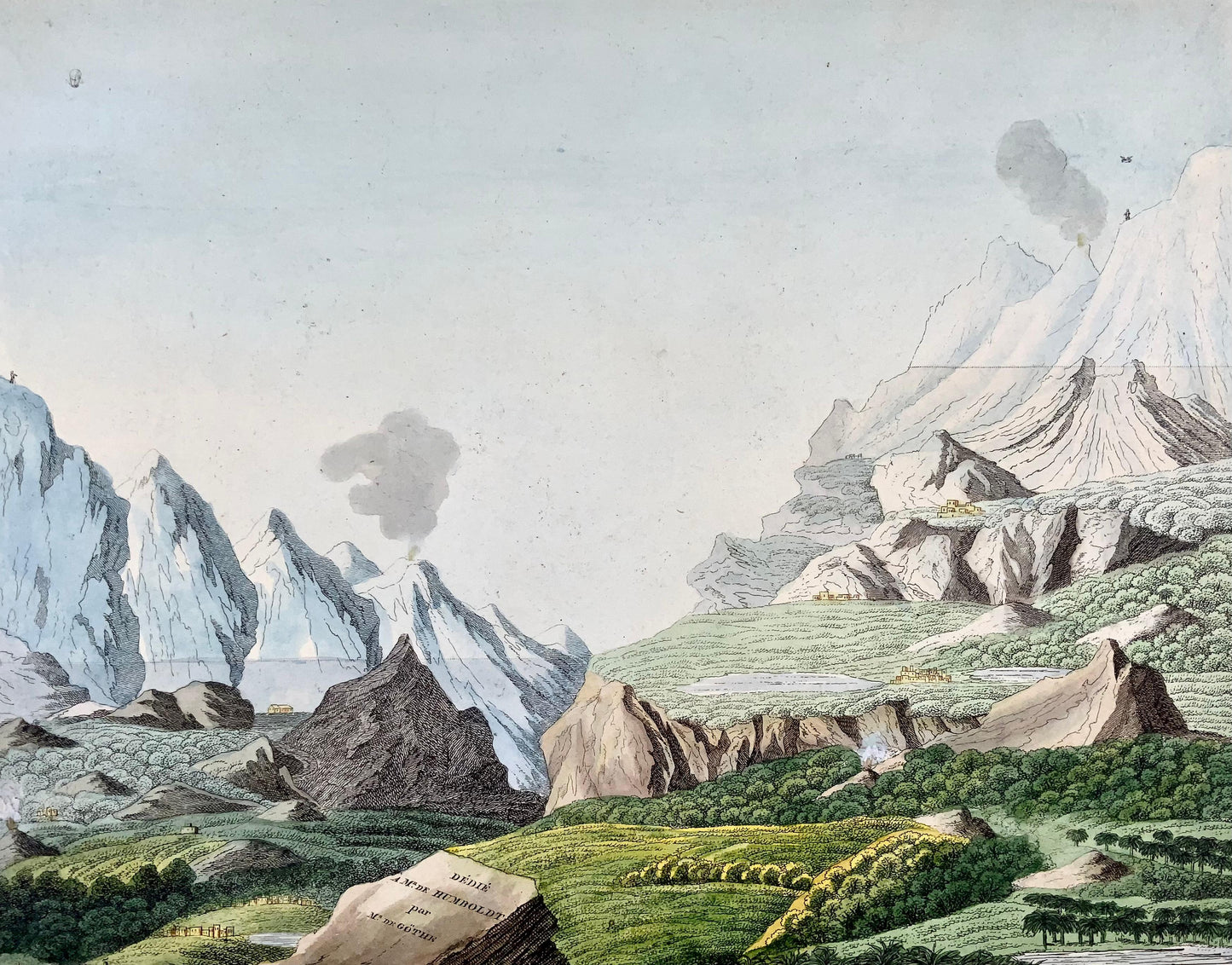 1813 Joh. W. von Goethe & Alex. Von Humboldt; Comparative view of Mountains - Earth sciences, map