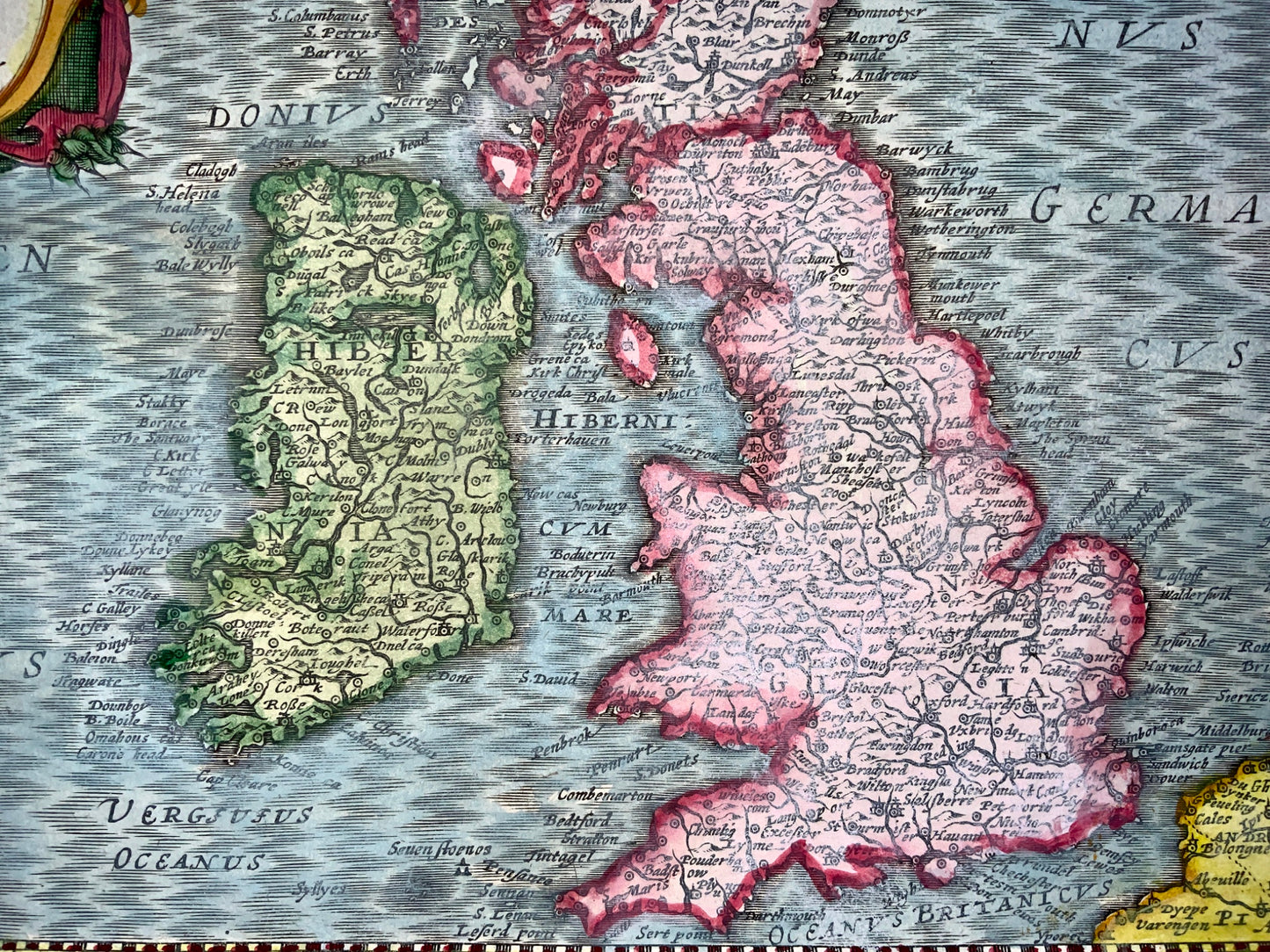 1632 Mercator/Cloppenburgh: "Anglia Scotia et Hibernia" hand coloured map