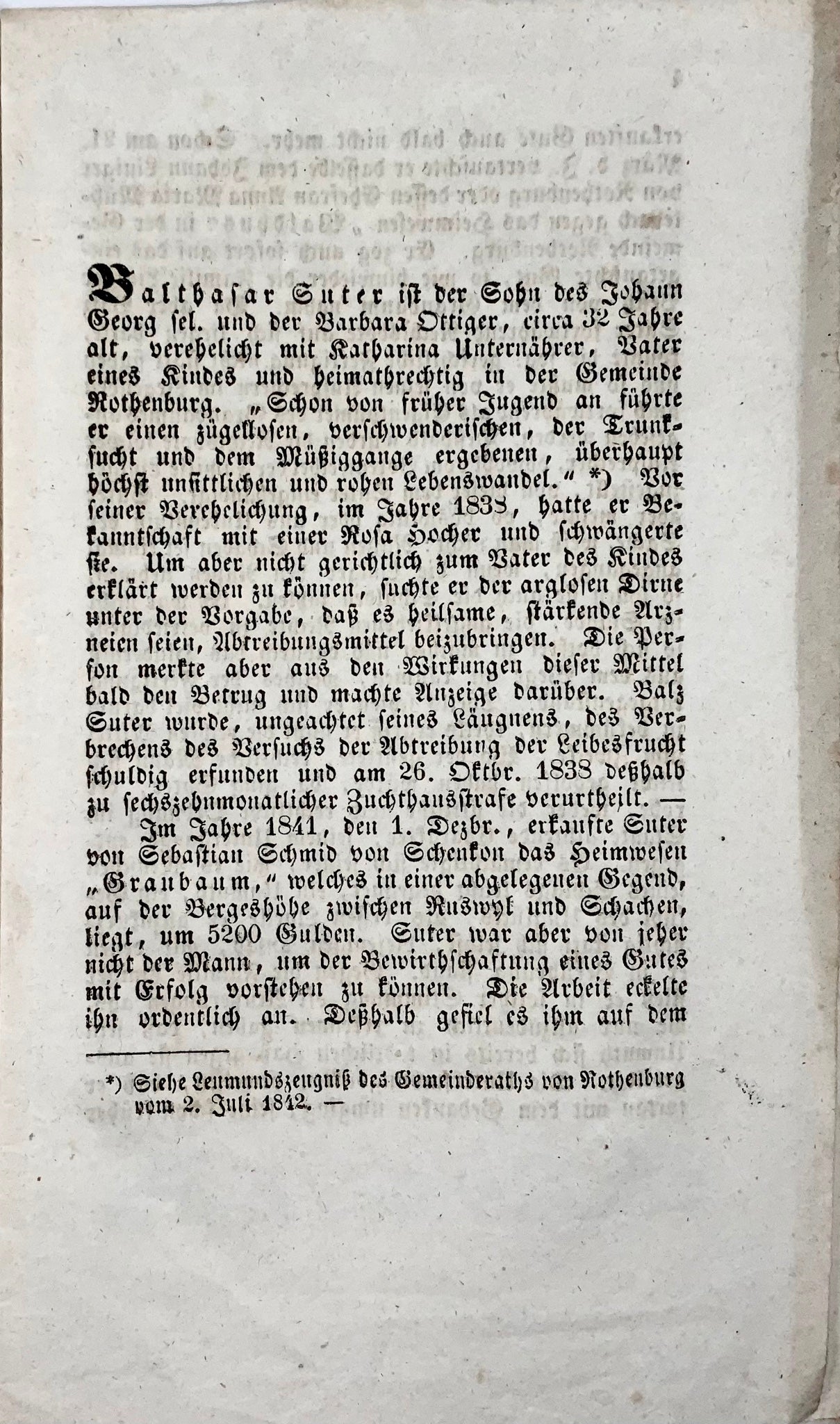 1844 Execution Biography, Bath. Suter, murder & arsonist, Switzerland