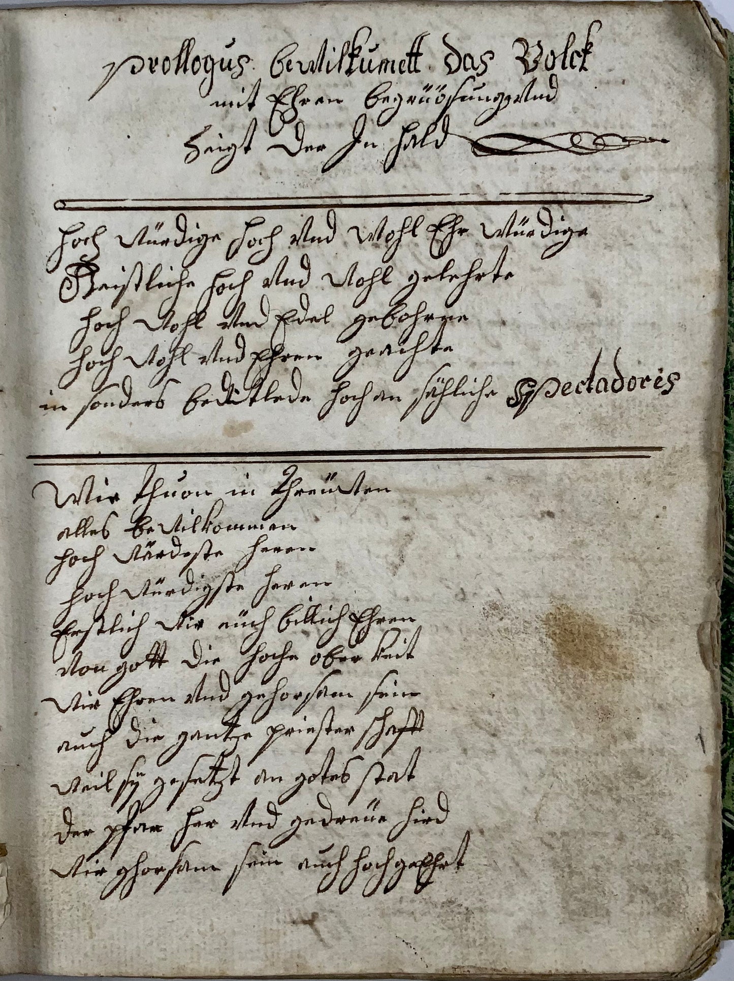 1765 Manuscrit, théâtre baroque suisse, avec titre et description imprimés, beau frontispice 