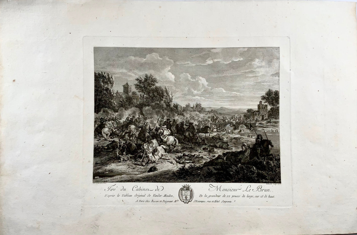 Bataille de 1775, attaque de cavalerie française, van der Meulen del, Master Gravure