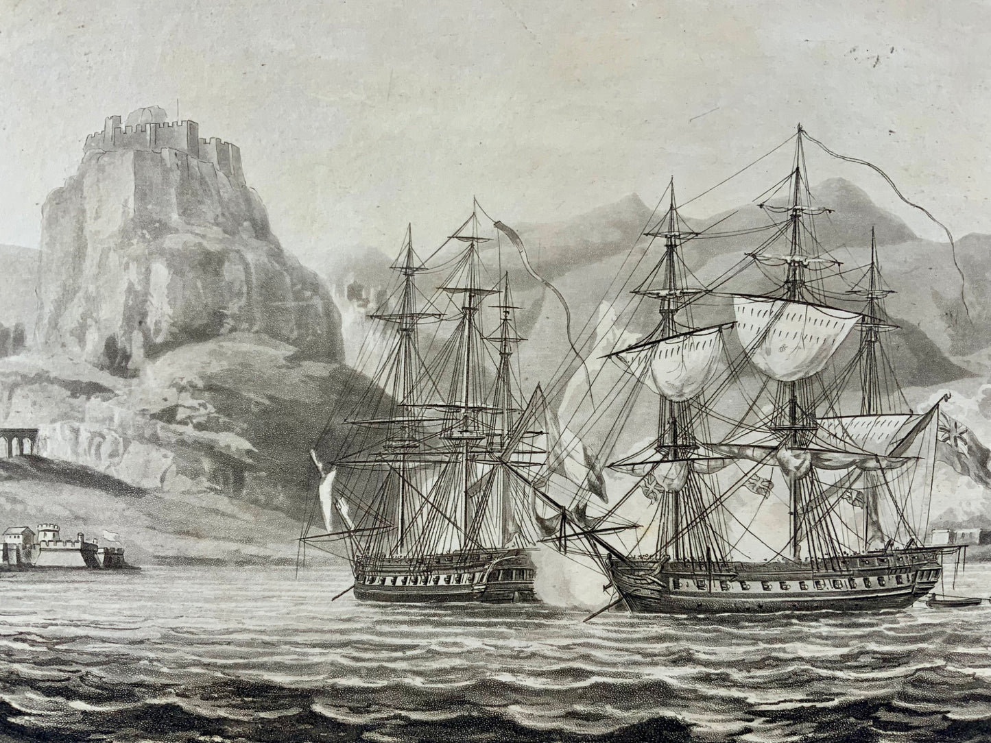 1820 Capture of Var, off Corfu, Sutherland, Whitcombe, maritime aquatint