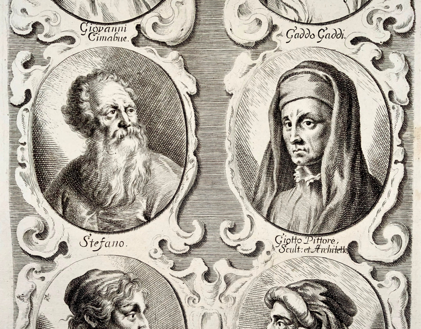 1676 GC Eimart; Artistes de la Renaissance : Giotto Stefano Gaddi Sanese Cimabue - Portraits