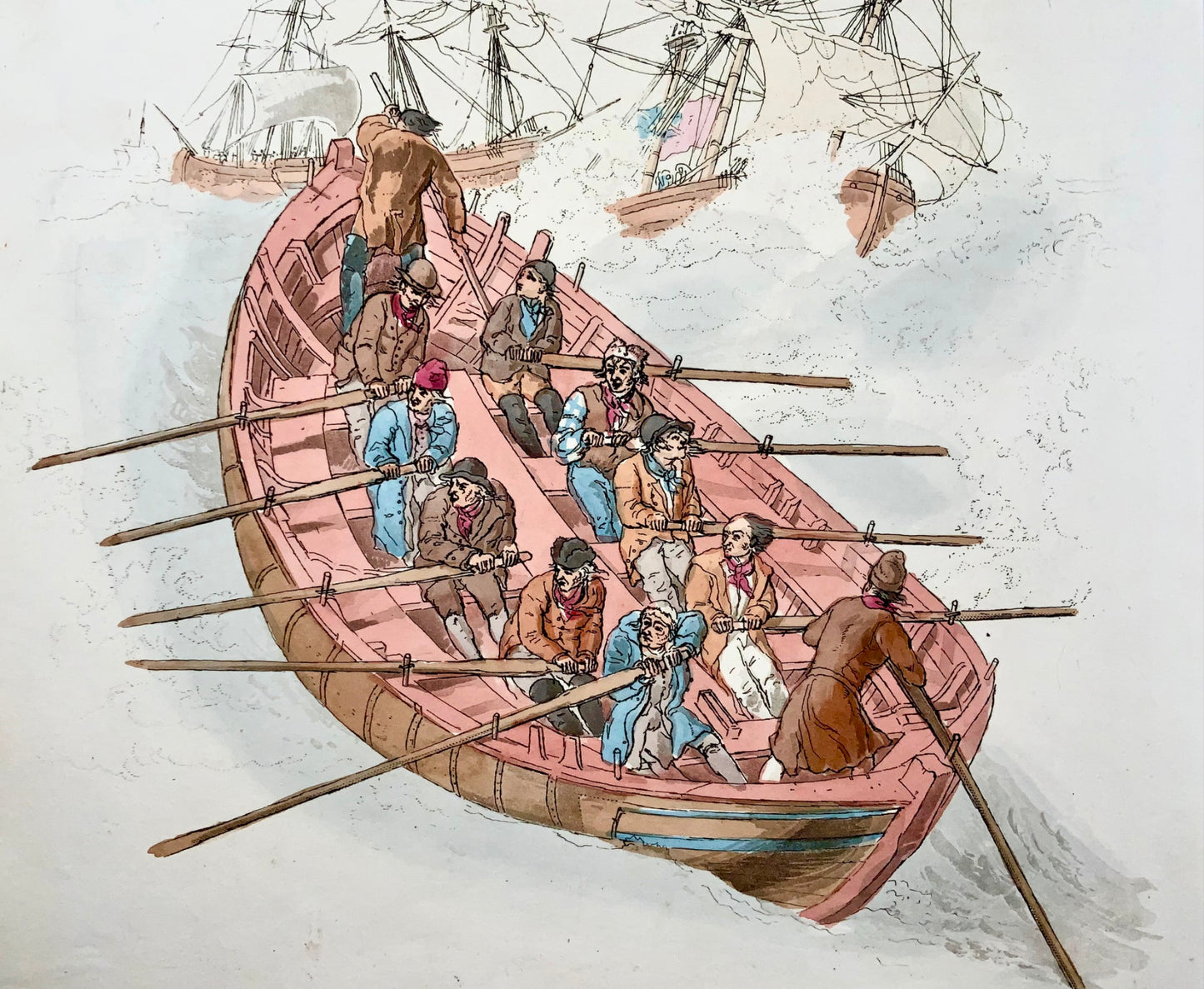 1805 Wm Miller, The Life Boat, Shipwreck, aquatinte folio avec couleur à la main, maritime