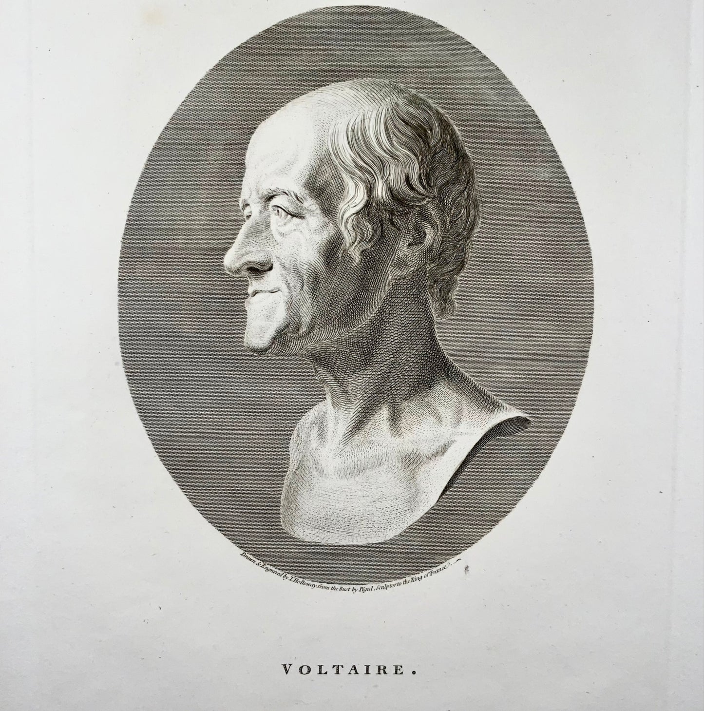 1778 VOLTAIRE fine folio engraved portrait of Thomas Holloway