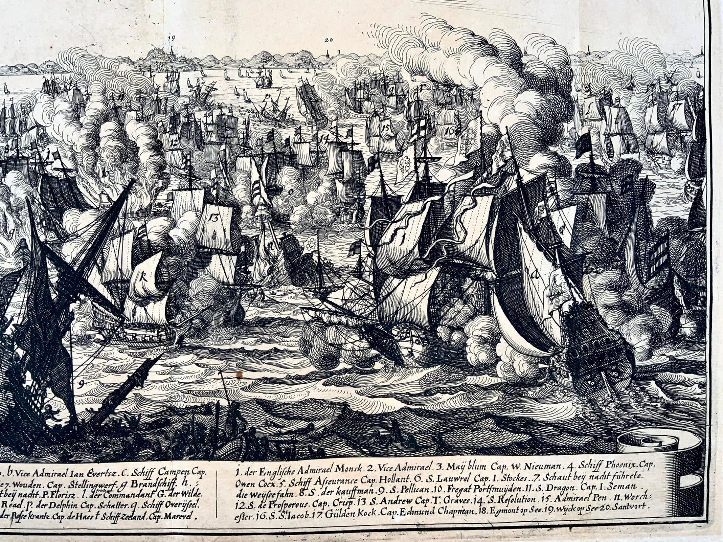 1655 Mattheus Merian, bataille navale, première guerre anglo-néerlandaise