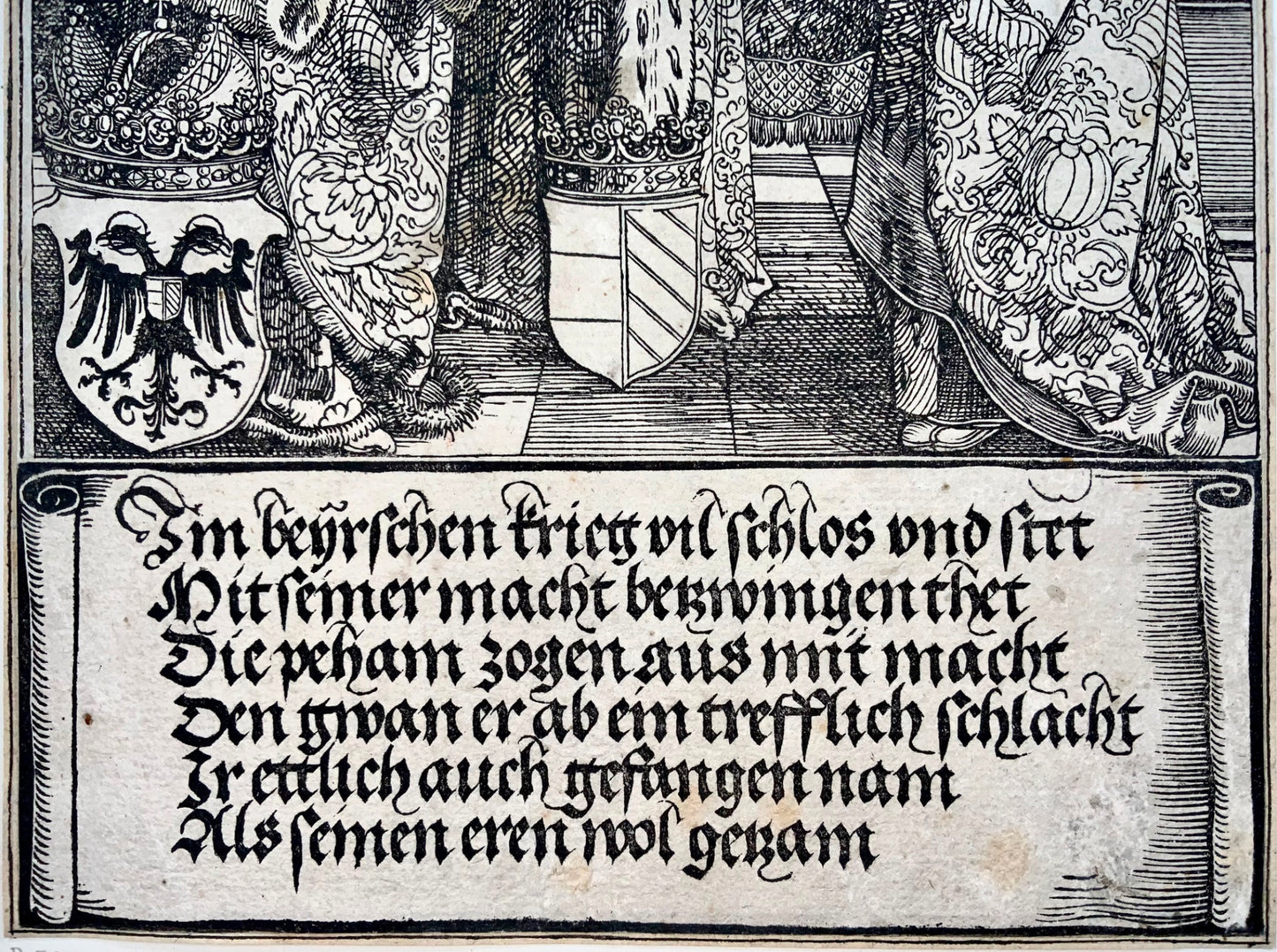 1515 Albrecht Dürer (b1471) Empereur Maximilien, gravure sur bois de mariage, Arc de Triomphe