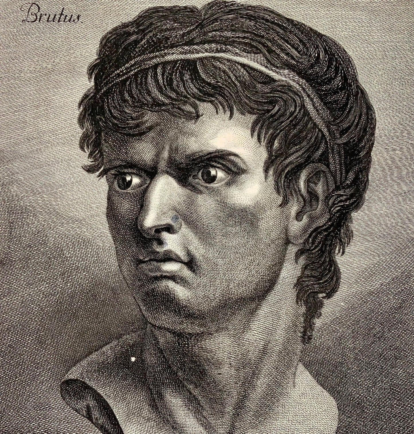 1780 Brutus, grande étude physionomique gravée par Robert Brichel, portrait