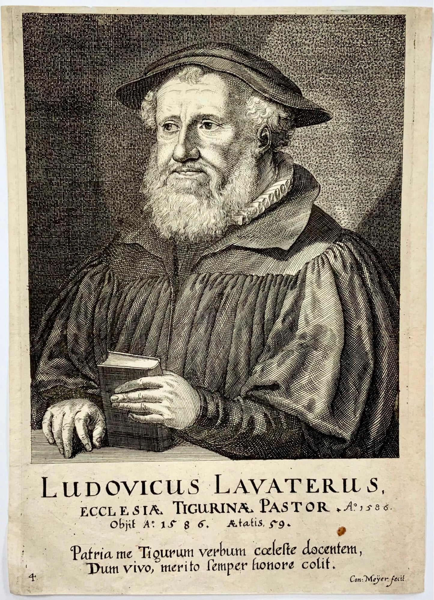 1640 Portrait de Ludwig Lavater, gravé par Conrad Meyer, Suisse