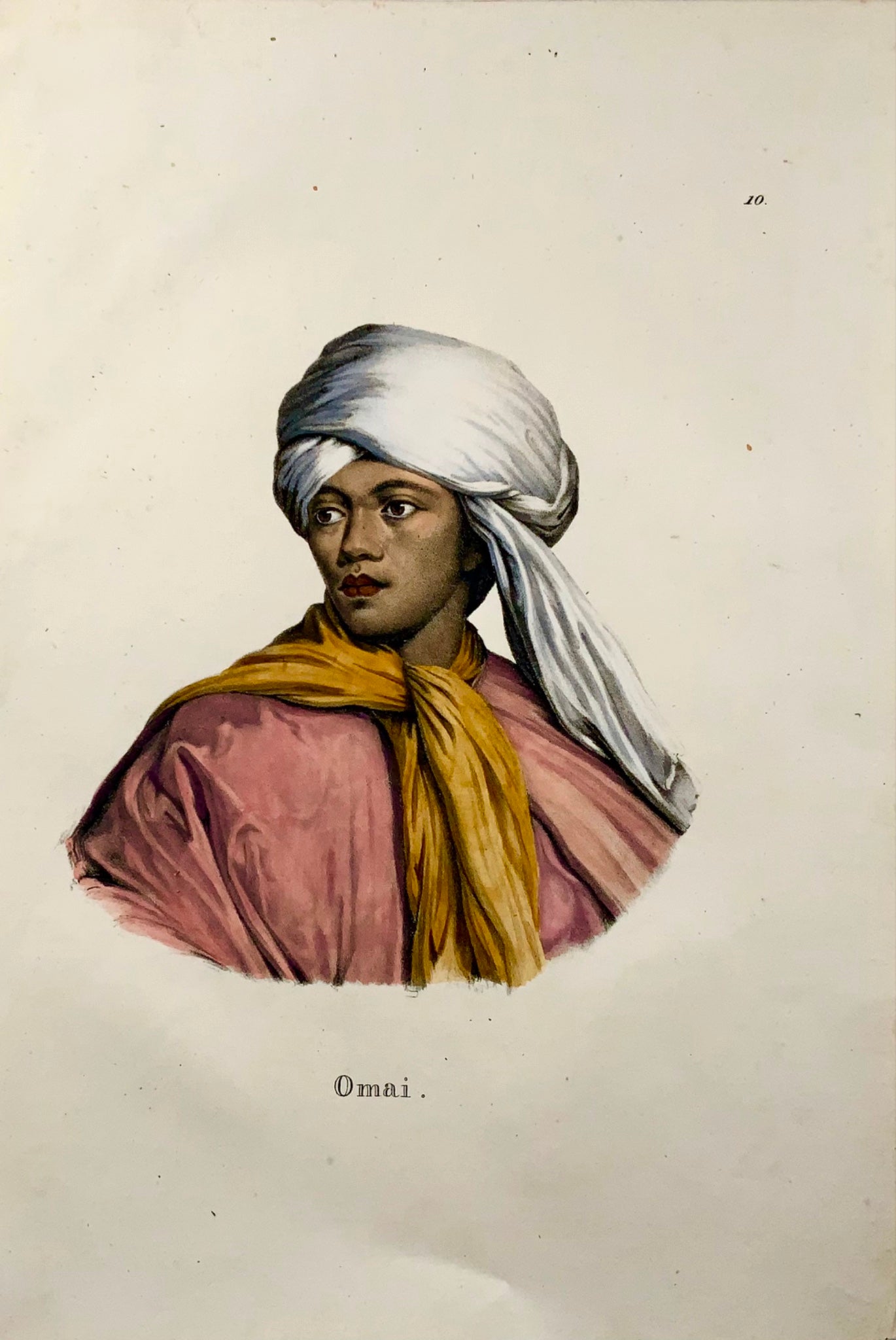 1824 Omai, Mai, insulaire du Pacifique, Brodtmann, folio, lithographie sur pierre, ethnologie