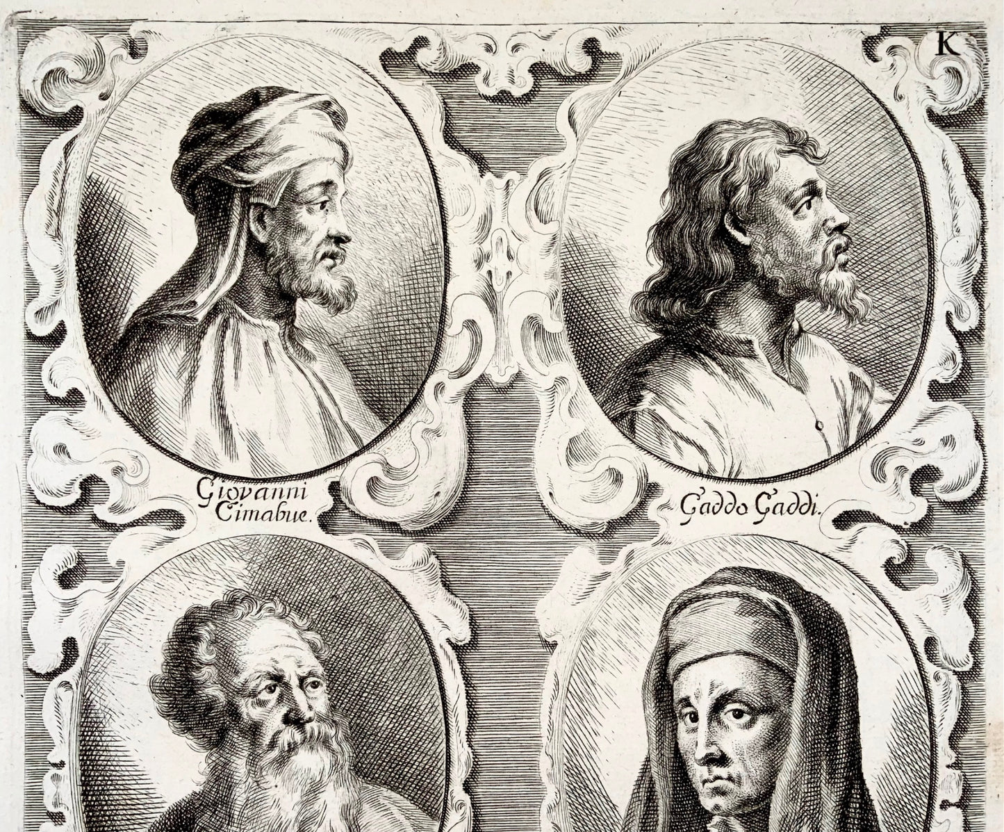 1676 GC Eimart; Artistes de la Renaissance : Giotto Stefano Gaddi Sanese Cimabue - Portraits