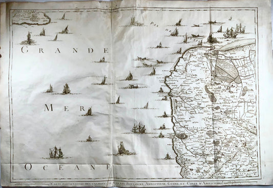 1744 Eugène Henri Fricx, Environs de Calais, Boulogne, France 75,5 cm, carte