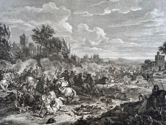Bataille de 1775, attaque de cavalerie française, van der Meulen del, Master Gravure