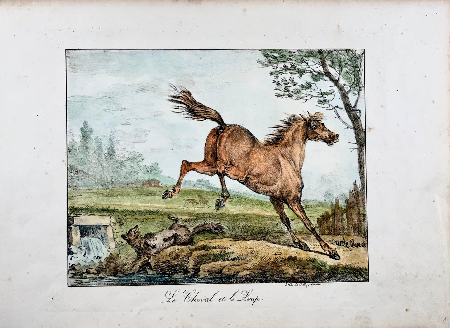 Carle Vernet (1758-1835) - INCUNABULE DE LITHOGRAPHIE G. Engelmann - Cheval Renard