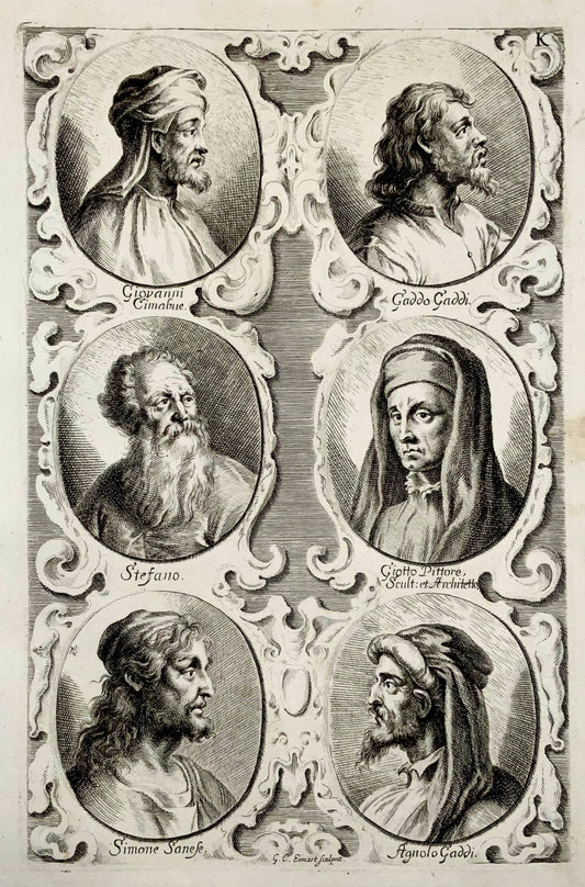 1676 GC Eimart; Artistes de la Renaissance : Giotto Stefano Gaddi Sanese Cimabue - Portraits