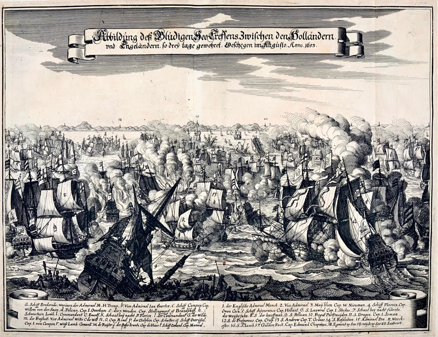 1655 Mattheus Merian, Naval Battle, First Anglo Dutch War