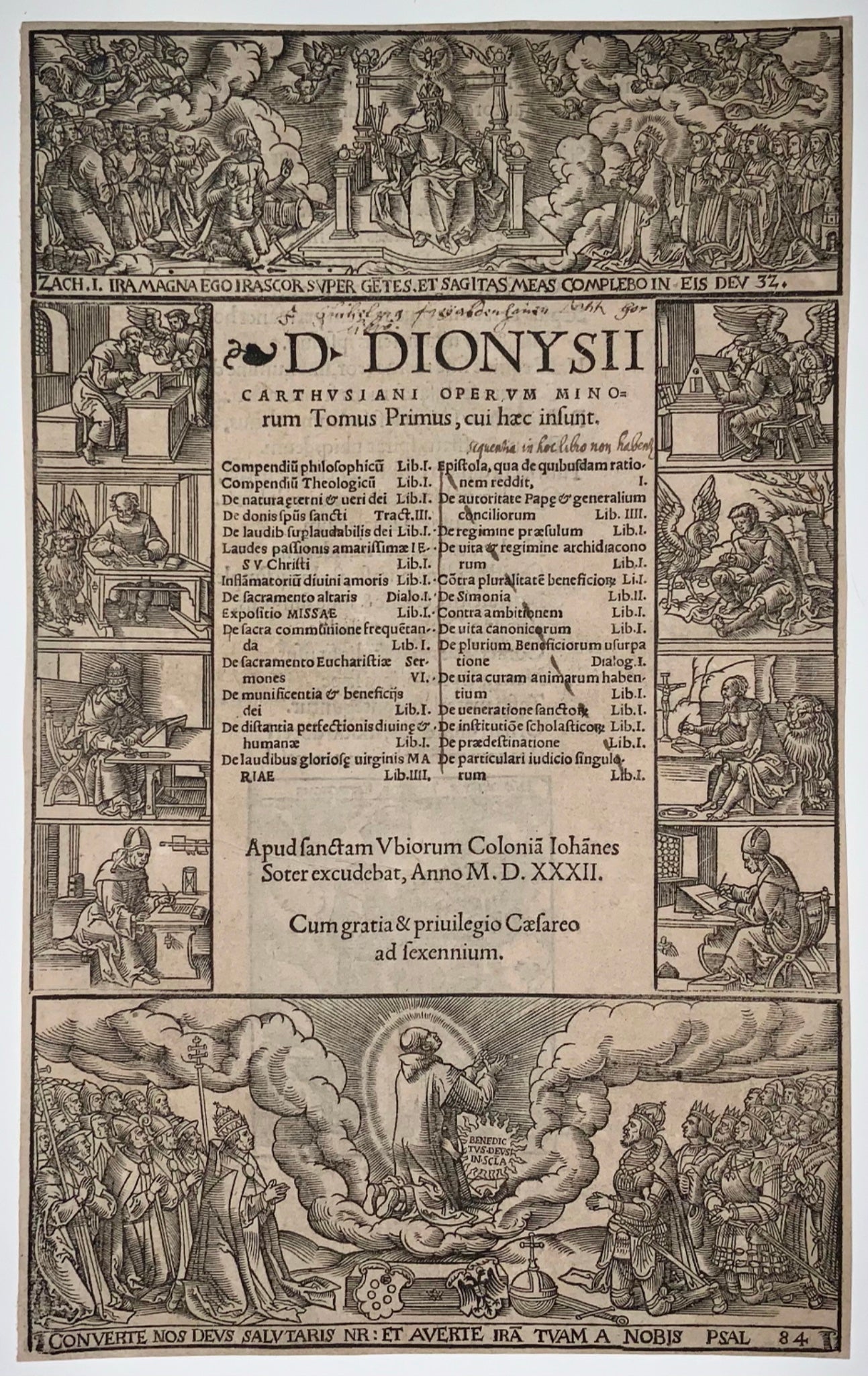 1532 Anton Woensam (c.1493-96-c.1541) Woodcut title page Folio Dionysii - Master Engraving