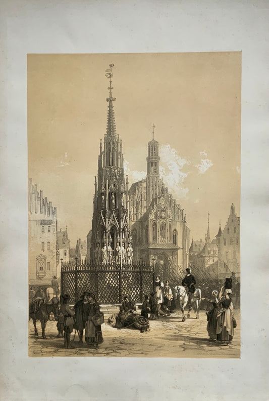 NÜRNBERG. Nuremberg. Lithographie mit Tonplatte, um 1840, 38 x 27 cm.