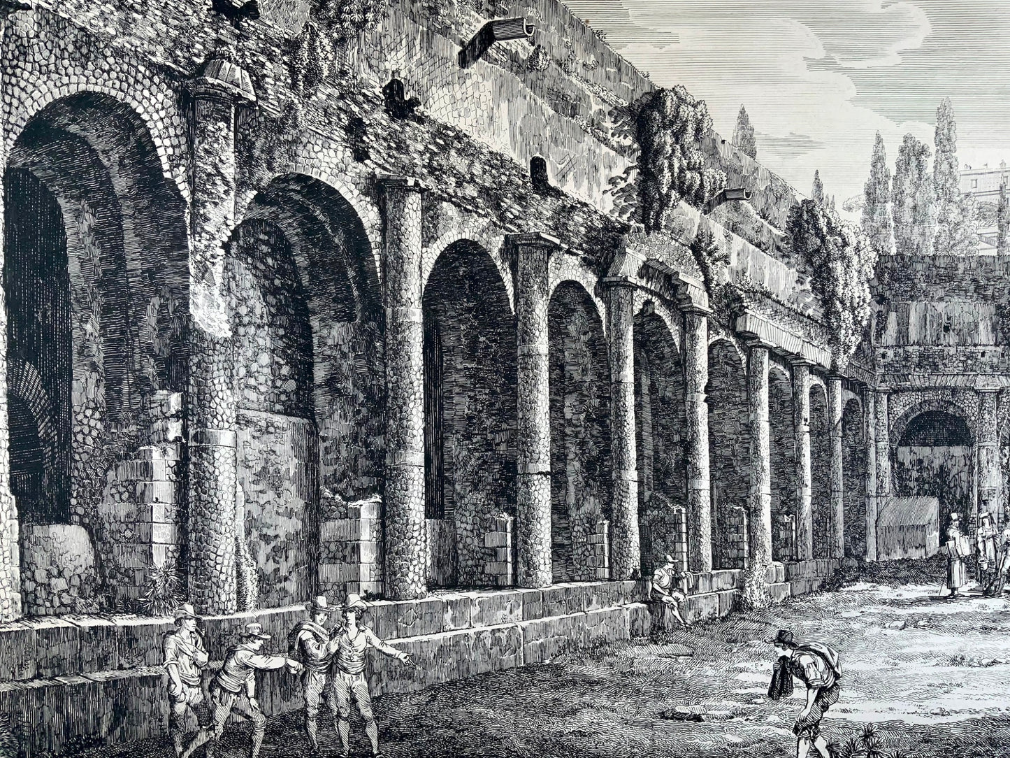 1824 Luigi Rossini, Villa Mecenate, Tivoli, Rome, 52x64 cm, copper engraving