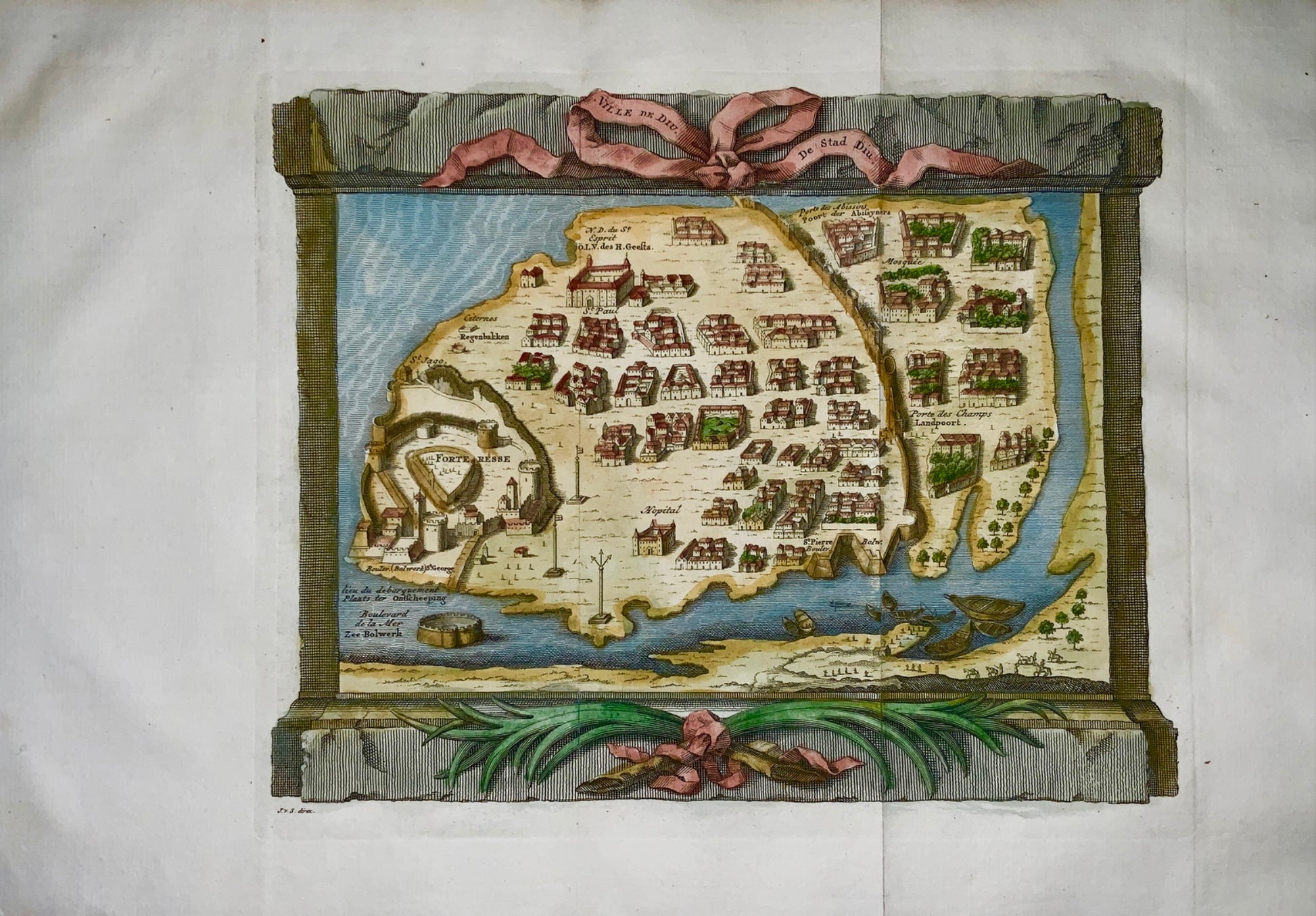 1755 Bellin/Van Schley - Large Plan of Daman & Diu City, India - Map