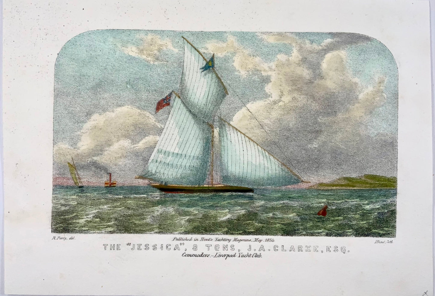 1854 Yacht, Jessica, coloured lithograph after Parry