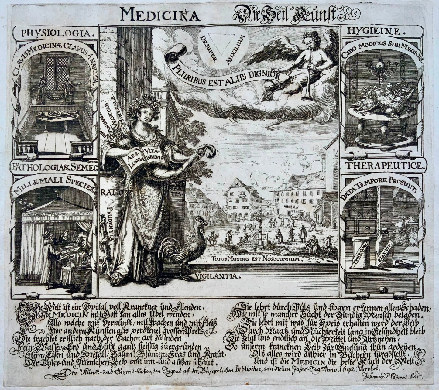 1710 Joh. Meyer, Broadside dedicated to Medicine, ‘Die Heil Kunst’